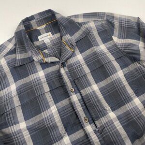 Carhartt Force Button Up Shirt Men’s L Blue Plaid Long Sleeve Pockets Work